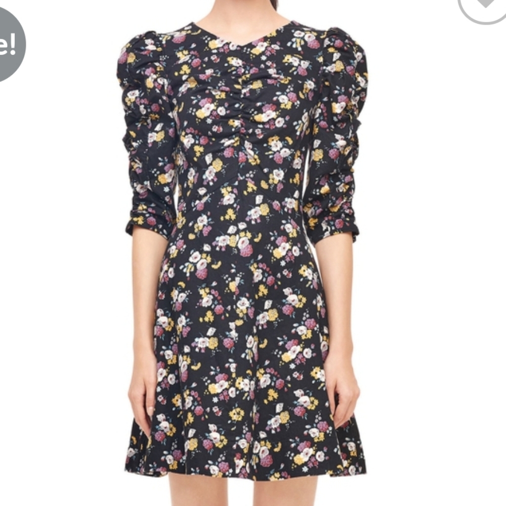 LA VIE Rebecca taylor posey ruched midi dress floral
